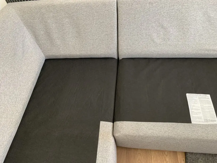 Sofology, Grey L shape cushion back sofa and Snuggle Chair