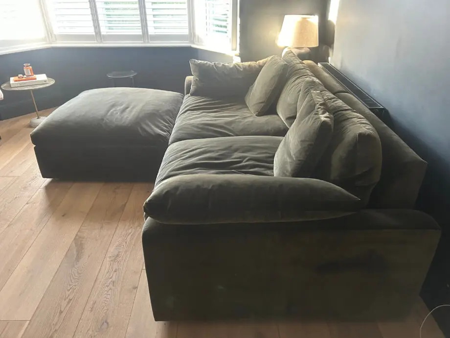 Loaf Cuddlemuffin Modular Chaise Sofa, Wine Bottle Clever Velvet
