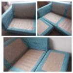 DFS chaise longue sofa in Teal cord.